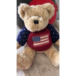 Dan Dee Collector's Choice Patriotic TEDDY BEAR Tan 11" Plush Amer. Flag Sweater